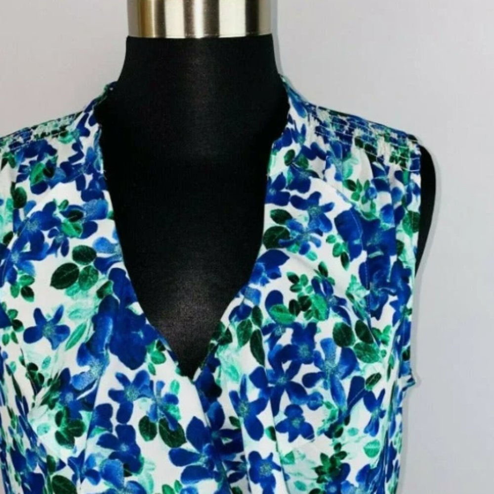 TRDUP- Ann Taylor Womens Medium Floral Print Ruffle Neckline Sleeveless - Picture 2 of 9